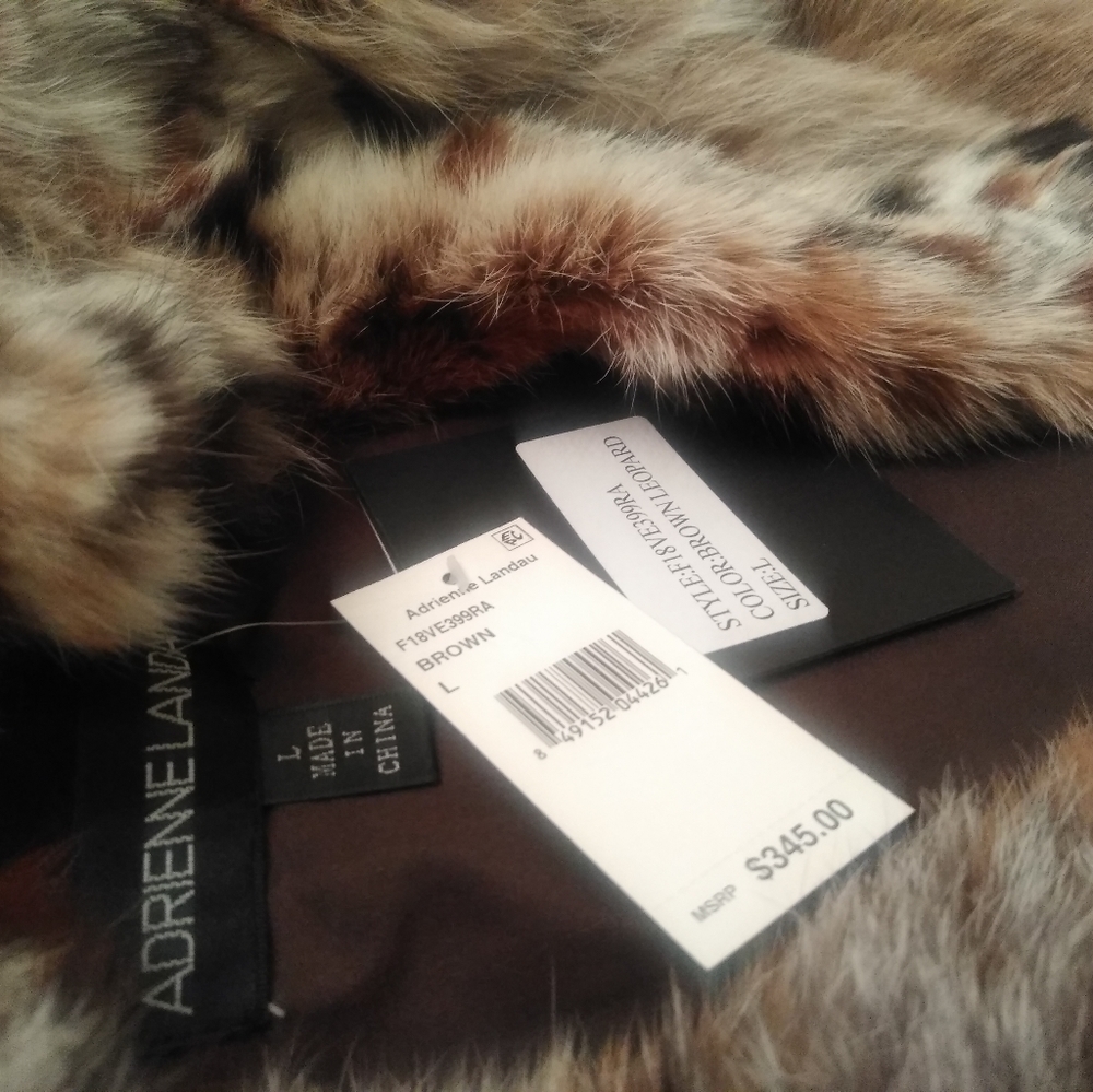 Adrienne Landau Leopard Print Rabbit-Fur Vest - Picture 5 of 7